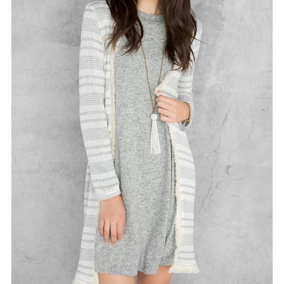 Striped Fringe Cardigan - Picture 3 of 4